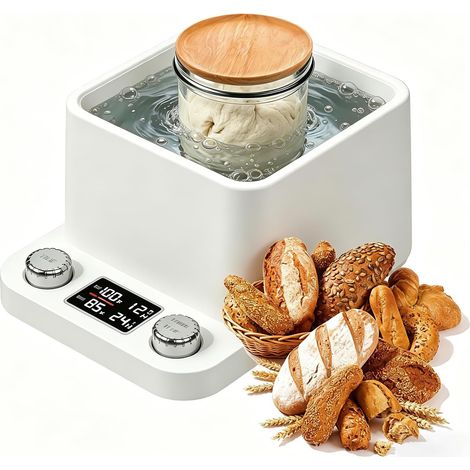 Chauffe-levain - Chauffe-bain-marie en verre - Thermostat précis (21 à 40 °C) - Minuterie intelligente de 198 heures - Tampon chauffant au levain pour accessoires de pâtisserie, boulangerie (1/5)