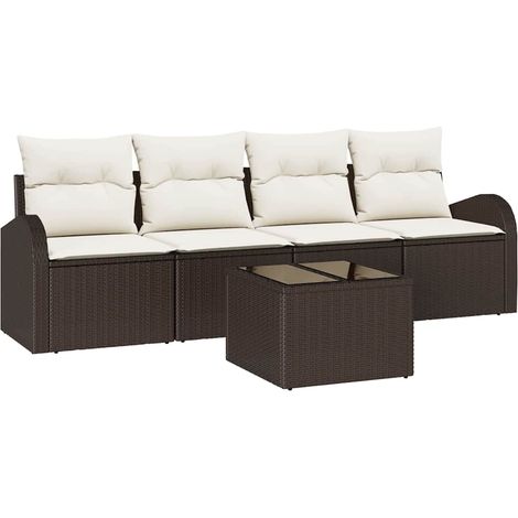 Garden Sofa Set Brown 55 x 55 x 37 cm Poly Rattan vidaXL (1/5)