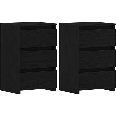 Maison Exclusive - Armario de Noche con cajón 2 pcs Roble Negro 4 (1/5)