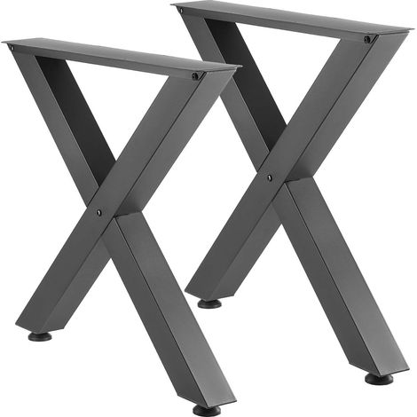 Tischbeine aus Stahl in X-Form, 2er-Set schwarz, modularer Aufbau, 75 cm hoch und 79 cm breit, für Schreibtisch oder Esstisch (1/5)