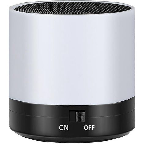 Tragbarer Bluetooth-Lautsprecher mit Subwoofer, kompatibel mit PC und Mobilgeräten, erhältlich in Weiß, Schwarz und Blau.