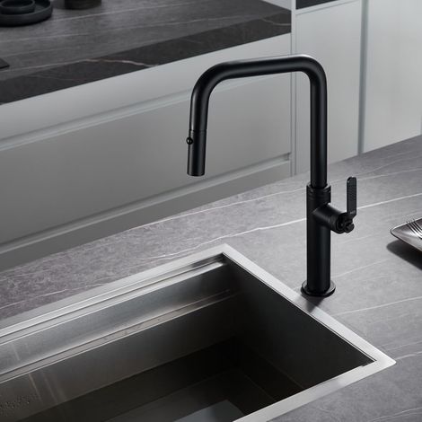Imex -  Grifo Monomando de Cocina Extraible Negro Serie  Niza