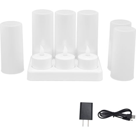 Bougie LED lumière chaude blanc chaud, bougie chauffe-plat pour mariage, fête, table, salle à manger, prise US 100-240V (1/5)