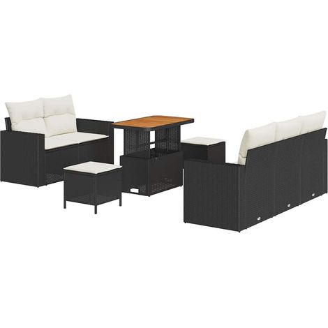 Maison Exclusive - Conjunto de sofá de jardín 8 pcs Negro ratán s