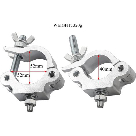 Set di 2 morsetti per illuminazione da palco, accessori per illuminazione da palco, morsetti per pali a sgancio rapido, ganci per illuminazione per traverse da 42-51 mm (1/4)