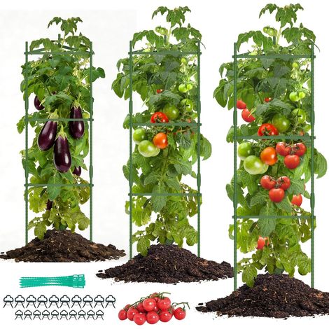 Tomaten-Rankhilfe für den Garten, 3er-Pack Tomatenkäfig für Kletterpflanzen im Freien, 120cm Dreieckiger Rankhilfe Tomaten, Gartenpflanzgitter für Gemüse, Blumen und Obst (1/5)