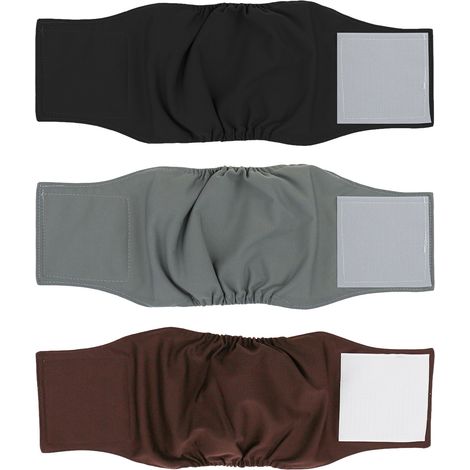 Lot de 3 couches lavables pour chien mâle, bandes absorbantes réutilisables, TPU imperméable, taille ajustable, intérieur maille polyester (1/5)