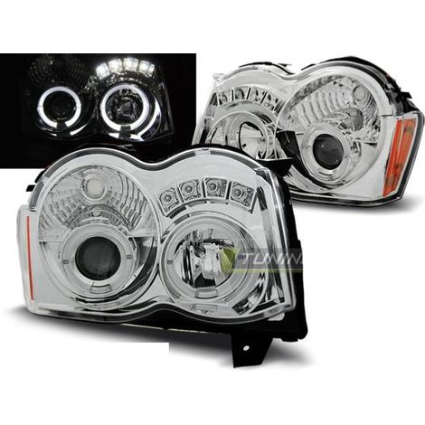 Paire de feux phares Jeep Grand Cherokee 08-10 angel eyes chrome-27361429 (1/2)