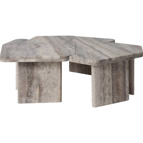 Table basse gigogne en travertin gris - gris travertin (1/4)