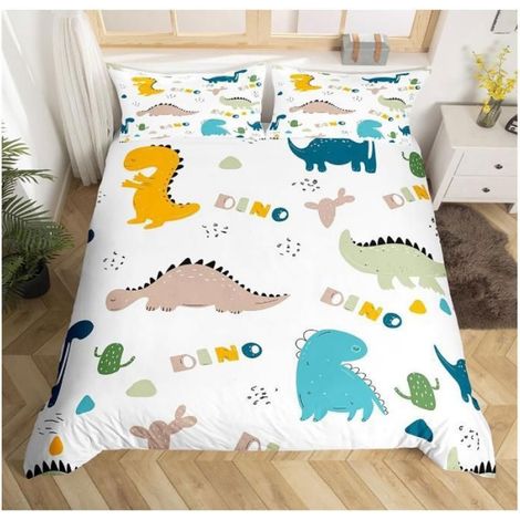 Housse De Couette - Ensemble Literie Dinosaure - Microfibre - 140 x 200 cm - 2 Taies Doreiller 65 x 65 cm (1/5)