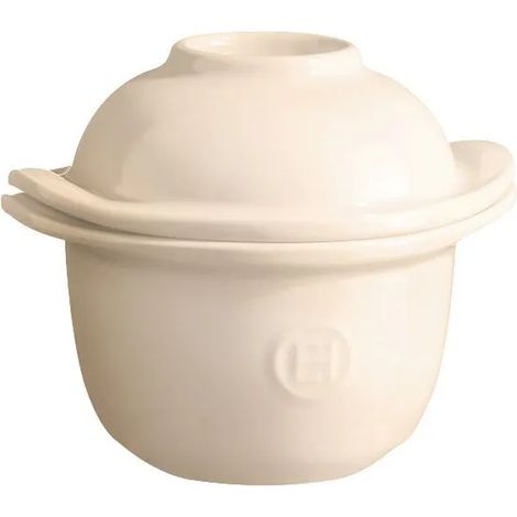 Mini-cocotte et coquetier pour la cuisson de l'uf et le service en céramique blanc Argile Emile Henry