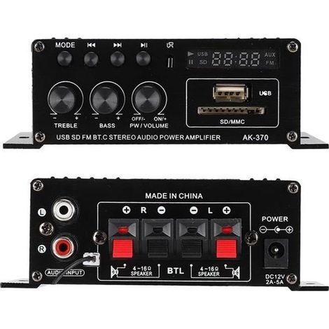 Amplifier Audio, 12V Mini Amplifier of Power Digital Hifi Amplifier Stereo with Remote for Enceinte (1/4)