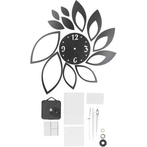 Autocollants d'horloge murale miroir, bricolage, décor moderne pour la maison, autocollant de fond de salon noir