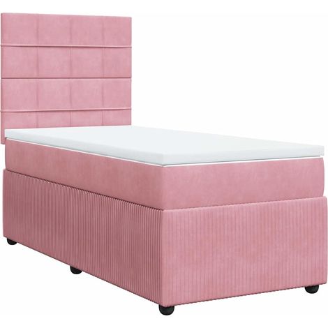 Sommier à lattes de lit avec matelas Rose 90x190 cm Velours vidaXL (1/5)
