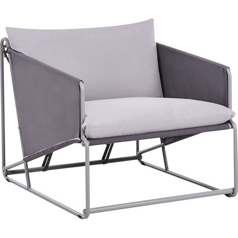 Silla de jardín baja de metal con cojines de asiento y respaldo muebles de exterior interior jardín con reposabrazos gris Ponte
