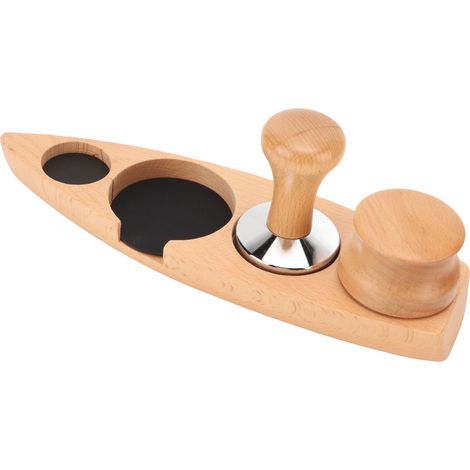Set aus Buchenholz für Kaffeezubehör: breite Basis, kompatibel mit 58 mm, 58 mm Tamper und 58 mm Leveler. (1/5)