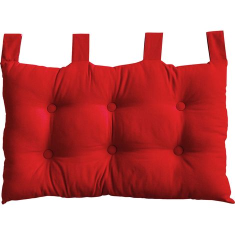 Coussin tête de lit en coton et pattes boutonnées Rouge 70x45 cm