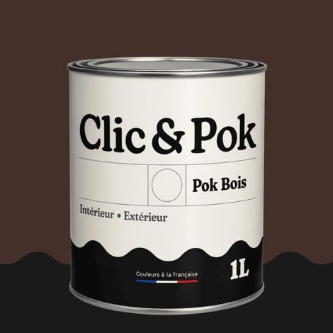 Peinture Bois Extérieur – POK BOIS - 1L - RAL 8017 - Brun chocolat- Résistante aux intempéries - Ne s'écaille pas