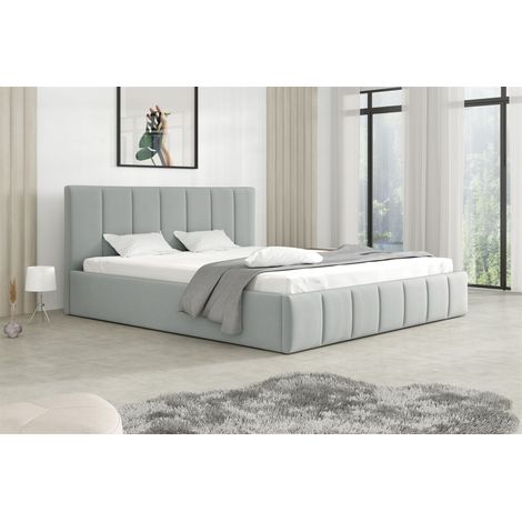 Polsterbett Doppelbett DETROIT 120x200cm Stoff Magic Velvet Hellgrau (1/2)