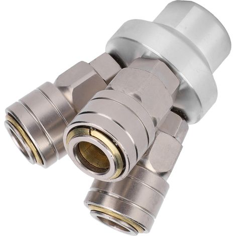Raccord Pneumatique à 3 Voies Femelle G1/4 Chromé Type C pour Systèmes d'Air Comprimé (1/5)