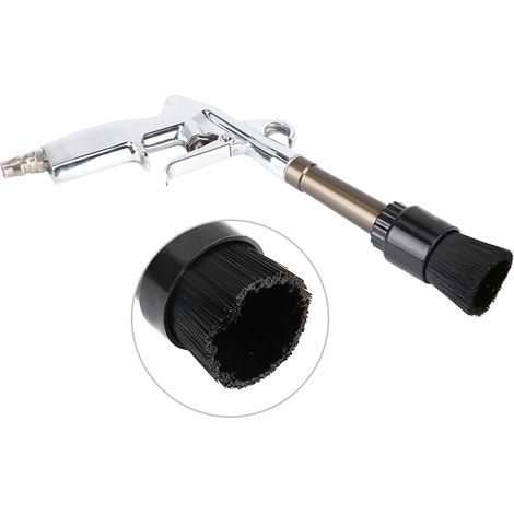 Pistolet nettoyant habitacle voiture air pulsé accessoire lavage auto premium (tête brosse alliage) (raccord mâle japonais) (1/5)
