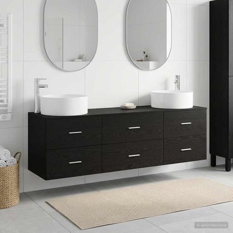 vidaXL Juego de muebles de baño 3 uds. Negro 161.5 x 44.5 x 80 cm (1/5)