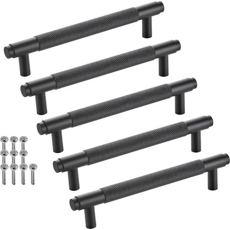 SOTECH Möbelgriff Bügelgriff Blackline VIII schwarz matt  Schubladengriff Schrankgriff inkl. Schrauben - Bohrlochabstand (BA) 128 mm, 5 Stück