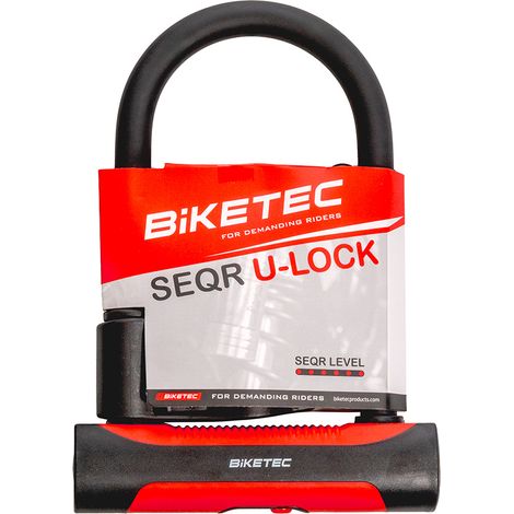 Cadenas de sécurité en U BIKETEC SEQR 180 mm x 260 mm, 3 clés, anse de 16 mm