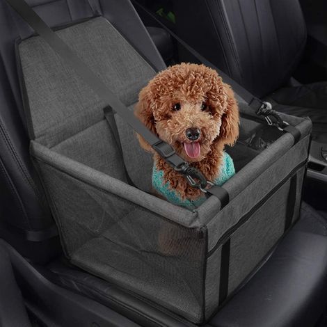 Car Booster Seat for Dogs or Cats, Dog Car Carrier Bag Waterproof Oxford Fabric Booster Seat Cover with Travel Safety Belt for Chinots (Grey) (1/5)