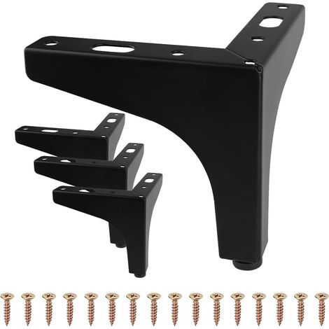 4 gambe per mobili, gambe per divani, gambe per tavoli in metallo, gambe per mobili, con viti facili da montare, adatte per divani, mobili porta TV, tavolini da caffè, armadi e comodini, 10 cm (nero)
