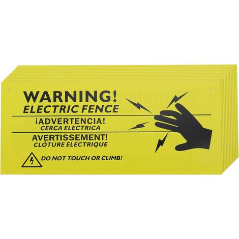 12pcs Panneaux d'avertissement de Clôture Électrique Double Face en Plastique Panneaux de Danger sans Contact pour Entrepôt Jardin Cour Ferme Maison Entrepôt Jardin 26x11cm (1/5)