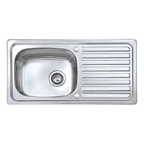 N.S.S - Single Bowl Single Drainer Reversible 860 x 435 GFS0015 - Stainless Steel