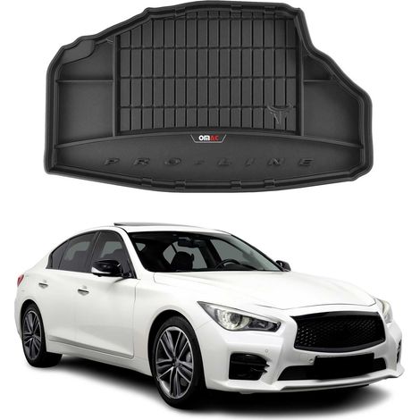 Tapis de Coffre 3D TPE Premium Compatible avec Infinity Q50 2013 à 2023, Bac de Protection de Coffre Intérieur antidérapant Revêtement de Coffre Bords Hauts pour Voiture Noir