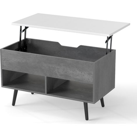 Tavolino da caffè sollevabile 80 x 40 x 58 cm con vano portaoggetti nascosto design moderno per soggiorno legno ingegnerizzato grigio 200013799