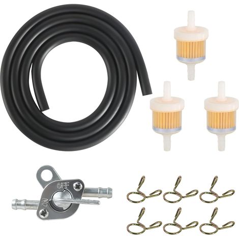 Tuyau de Carburant Kit, Filtre à Carburant à Gaz de Moto avec Filtre à Essence de 3 à 6 mm, Tuyau à Essence de 1 m 6 Colliers de Serrage Filtre à Carburant à Essence (1/5)