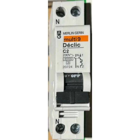 MERLIN GERIN 20724 Modularer Schutzschalter Multi 9 - Déclic - 1 Pol + N - 2 A - Kurve C