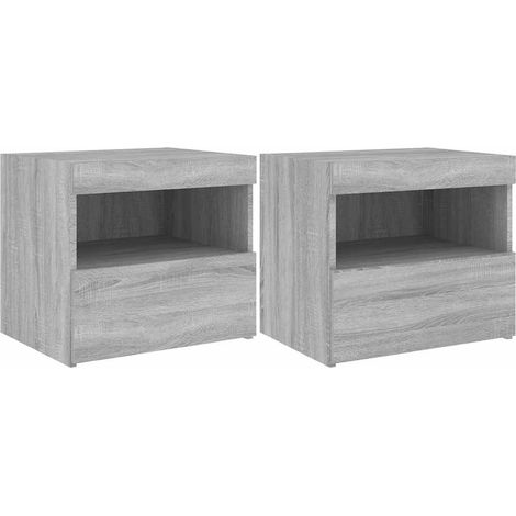 Maison Exclusive - Nachttische mit LED-Leuchten 2 Stk. Grau Sonom