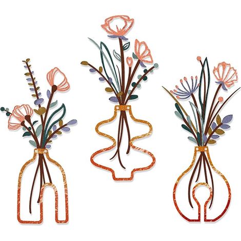 Metal Wall Decor Flowers Minimalist Flowers in Vase Hanging Iron Wall Art Floral Hanging Wall Sculptures Living Room Bathroom (1/5)