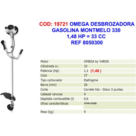Débroussailleuse à essence OMEGA Montmelo 3301 48 CV 33 CC 8050300