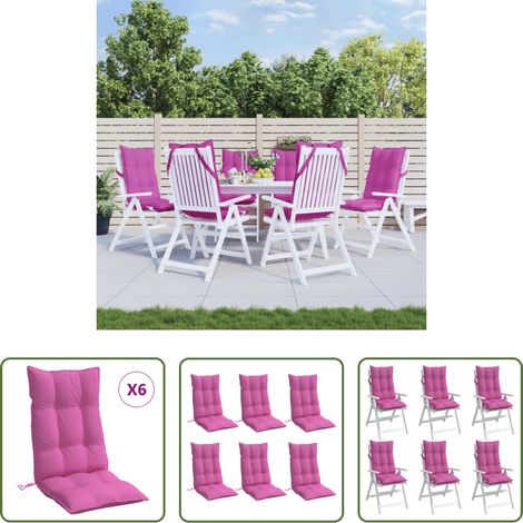 Gartenkissen -  Hochlehner-Auflagen 6 Stk. Rosa Oxford-Gewebe (1/5)