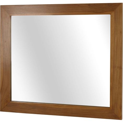 Teak-Wandspiegel HHG-507, Badspiegel, Holzrahmen, hochwertiges B-Grade-Teak (Kernholz, 20-30 Jahre), 71x80cm