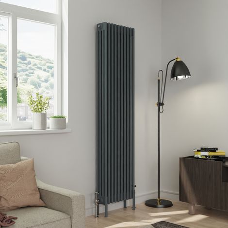 Warmehaus Traditional 4 Column Anthracite Radiator Cast Iron Style Radiators 1800x470mm