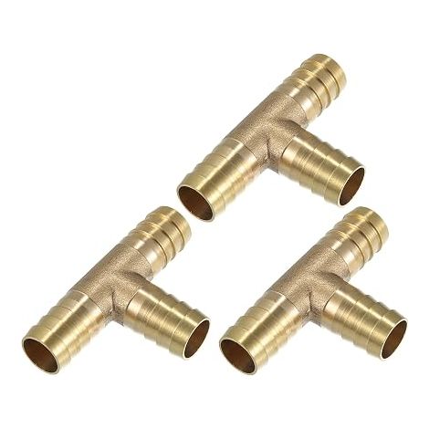 3-Way Gold Tone Copper Pipe Connector 14 mm (1/5)
