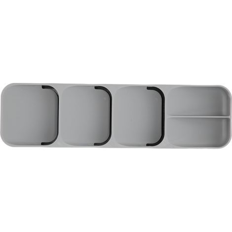 Boîte de rangement pour couverts et cuillères, organisateur de tiroir avec séparateurs, plateau de classement pour cuisine, lot de 2, en plastique robuste. (1/5)