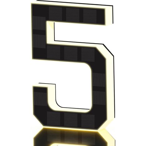 JSSEVN - Numero de Maison Solaire Illuminé pour Extérieur étanche, Plaque de Numéro de Maison Illuminée Solaire, Numéro de Maison Lumineux Noir (5, 23 cm) (1/5)
