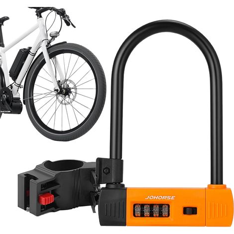 Antivol de vélo pour usage intensif - Accessoires sécurité à 4 chiffres sans clé vélos, serrures combinaison, serrure en forme U, motos, vélos routiers, VTT, portes, clôtures (1/5)