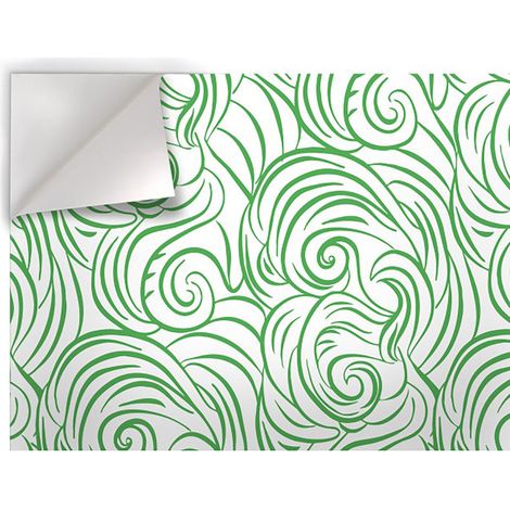 ONDE RICCE - Film imprimé adhésif en PVC finition mate - Couleur : Verde - Dimension : 100x200 cm