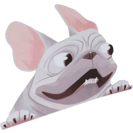 Autocollant Voiture Chien Mignon 8.7x6.3in Découpable PVC Imperméable Sticker Fenêtre Auto Design Dessin Animé Gris (1/5)