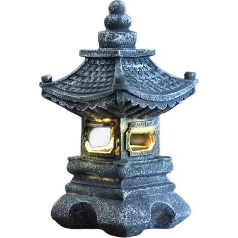 Lampe Jardin Vintage Tour en Résine Gris pour décor Extérieur  Lampe Jardin Vintage Tour en Résine Pierre 31,5cm Éclairage Automatique pour décor Extérieur Allée Terrasse (1/5)