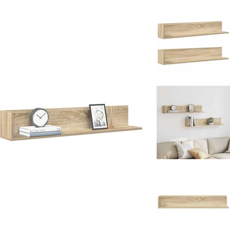 Wandregale 2 Stk. Sonoma-Eiche 100x16,5x16,5 cm Holzwerkstoff - Wandregal - Wandregale - Schwebendes Regal - Schweberegal (1/5)